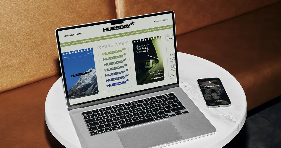 Huesday brand mockup