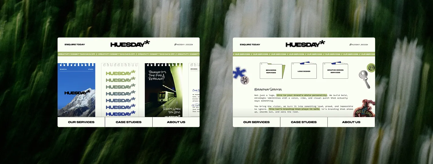 Huesday website mockup